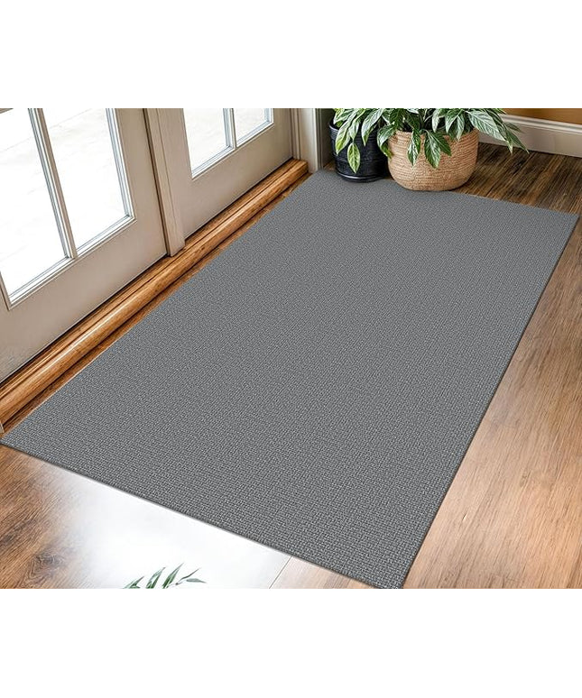 KOZYFLY Washable Entryway Rug 3x5 Ft Area Rugs Cotton Rubber Backed Throw Rugs Indoor Door Mat Kitchen Rugs Braided Floor Carpet for Front Entrance Kitchen Living Room, Grey