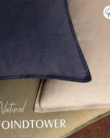 Foindtower Pack of 2, Decorative Linen Soild Throw Pillow Covers Soft Accent Cushion Case Farmhouse Neutral Pillowcase for Chair Couch Sofa Bedroom Living Room Home Decor 20 x 20 Inch Tan Beige