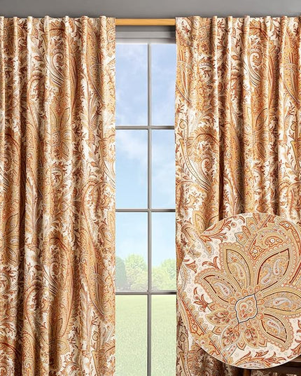 Maison d' Hermine Curtains for Living Room 100% Cotton 108 inch Length Two Panels Light Filtering Curtains for Bedroom Windows with Rod and Loop Pockets (Kashmir Paisley Multicolor, 50" W x 108" L)