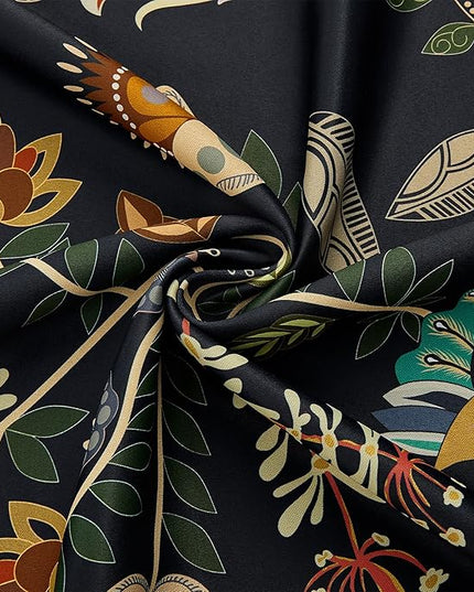 XiDi Floral Blackout Bedroom Curtains 63 Inches Long 2 Panels Room Darkening Thermal Insulated Vintage Mid Century Modern Curtains Patterned Flower Leaf Grommet Drapes for Home Decor 52x63 Navy Blue