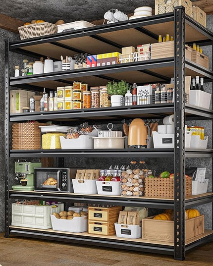 55" W Storage Shelves, 3060LBS Garage Shelving, 6-Tier Heavy Duty Shelving, Adjustable Metal Shelving Unit for Garage, Warehouse, Pantry, Kitchen, 55" W × 24" D × 84" H, Black