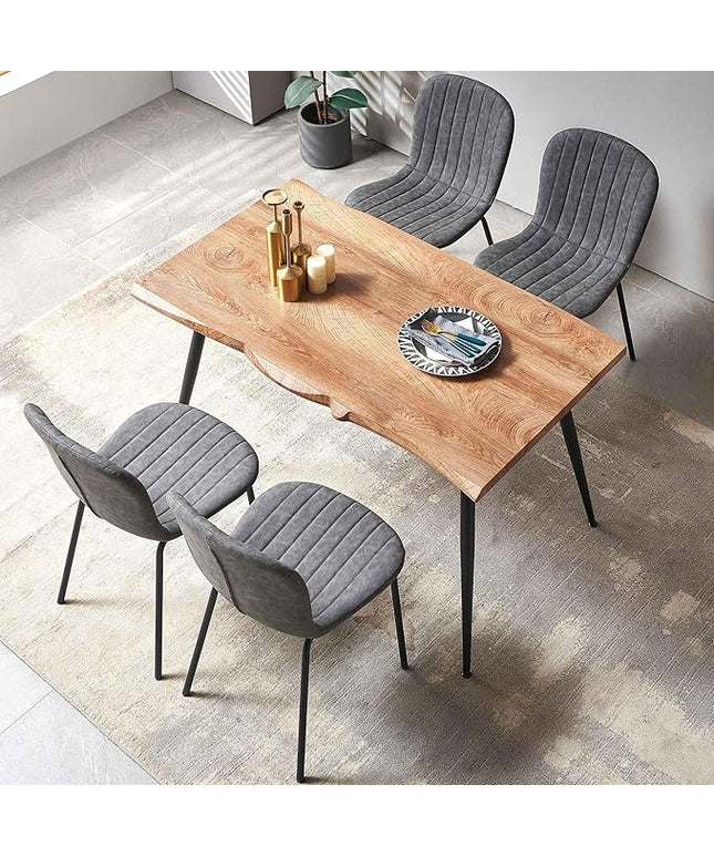 NORDICANA 5-Piece Dining Table Set, Modern Rectangular Dining Table and Chairs Set for Kitchen, Dining Room, Dinette, Breakfast Nook w/ 4 Chairs - Faux Leather Gray