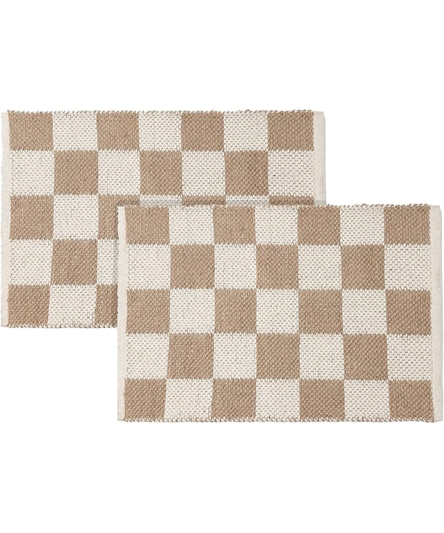 REDEARTH · Jute Cotton Area Rug, Sustainable Handwoven, Non-Shedding, Soft & Durable – Reversible, Neutral Tones for Home Décor in Living Room, Dining, Bedroom (Gridstone Natural, 2'x3'), Set of 2