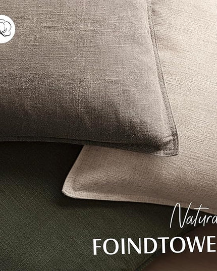 Foindtower Set of 2, Decorative Linen Soild Throw Pillow Covers Soft Accent Euro Cushion Case Farmhouse Neutral Pillowcase for Chair Couch Sofa Bedroom Living Room Home Decor 24 x 24 Inch Brown Tan