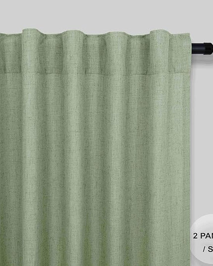 Light Sage Curtains 63 Inch Length for Boys Bedroom 2 Panel Back Tab Pocket Semi Sheer Light Filtering Cotton Textured Soft Sage Green Linen Curtain for Kitchen Living Room Kids Dining Farmhouse 52x63
