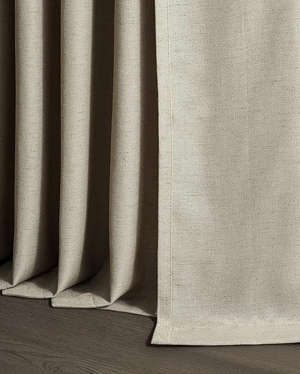 Topfinel 105 Inch Curtains 2 Panels Set,Two Packs Pinch Pleat Back Tab Linen Window Semi Sheer Privacy Thick Decorative Curtain Drapes for Living Room Bedroom,40x105 in Long,Grey Beige