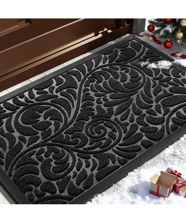 Yimobra Large Door Mat Outside Entrance 36x24, Waterproof Sturdy Outdoor Mats for Front Door, Heavy Duty Non-Slip Doormat for Garage Patio Entryway Indoor, Easy Clean, Black