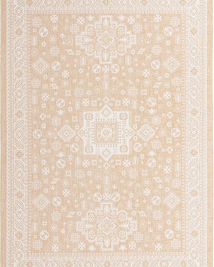 Rugs.com Outdoor Aztec Collection Rug – 10' x 14' Natural Flatweave Rug Perfect for Living Rooms, Large Dining Rooms, Open Floorplans