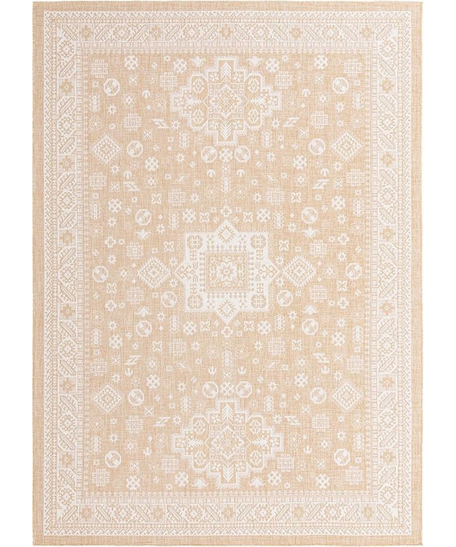 Rugs.com Outdoor Aztec Collection Rug – 10' x 14' Natural Flatweave Rug Perfect for Living Rooms, Large Dining Rooms, Open Floorplans