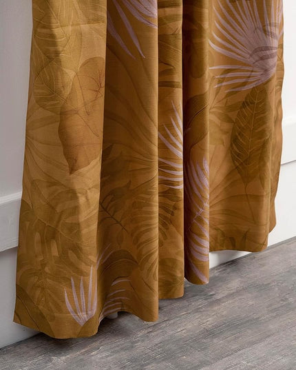 Maison d' Hermine Curtains for Living Room 100% Cotton 124 inch Length One Panel Light Filtering Curtains for Bedroom Windows with Rod and Loop Pockets Drapes (Creole Caramel, 50" W x 124" L)