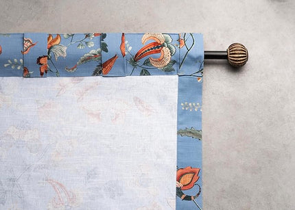 Maison d' Hermine Curtains for Living Room 100% Cotton 96 inch Length Two Panels Light Filtering Curtains for Bedroom Windows with Rod and Loop Pockets Drapes (Dalida Blue, 50" W x 96" L)