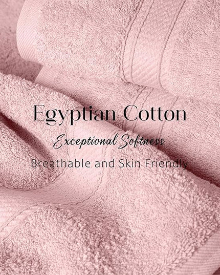 Superior Egyptian Cotton Pile 6 Piece Towel Set, Includes 2 Bath, 2 Hand, 2 Face Towels/Washcloths, Ultra Soft Luxury Towels, Thick Plush Essentials, Guest Bath, Spa, Hotel Bathroom, Tea Rose
