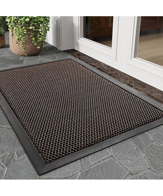 tchdio Front Door Mat Outside Entrance, Dirt Trapper 17"x29" Doormat-Entrance Welcome Matt Durable, Heavy Duty Entry Mat Non Slip Rubber Mats for Outside Stain Resist Door Mats for Entryway Brown