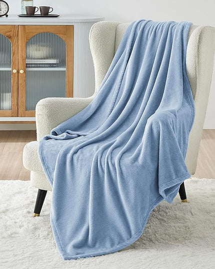 Bedsure GentleSoft Fleece Blankets Twin Size Light Blue - 300GSM Lightweight Plush Fuzzy Cozy Soft Blanket for Bed, Sofa, Couch, Travel, Camping, 60x80 inches