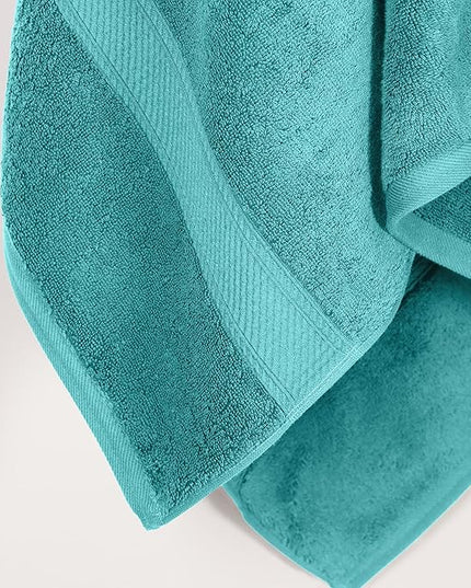 Superior Egyptian Cotton Pile Bath Towel Set of 2, Ultra Soft Luxury Towels, Thick Plush Essentials, Absorbent Heavyweight, Guest Bath, Hotel, Spa, Home Bathroom, Shower Basics, Turquoise