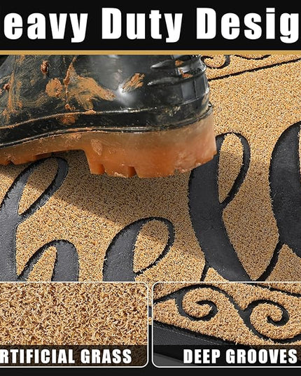 Yimobra Welcome Mats for Front Door 29.5x17, Heavy Duty Waterproof Outdoor Door Mat Outside Entrance, Non-Slip Low Profile Indoor Entryway Mat for Garage Patio, Yellow