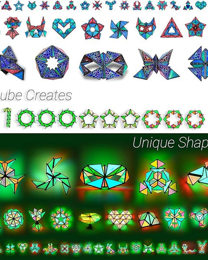 TOSY Magnet Pyramid Stone - 1 Cube Transforms into 1 Billion Shapes, 14 pcs (12 Puzzle pcs and 2 Spinners), 243 Magnets, Christmas Stocking Stuffers Gift for Kids, Creative Puzzle STEM Toy, 2-Pack