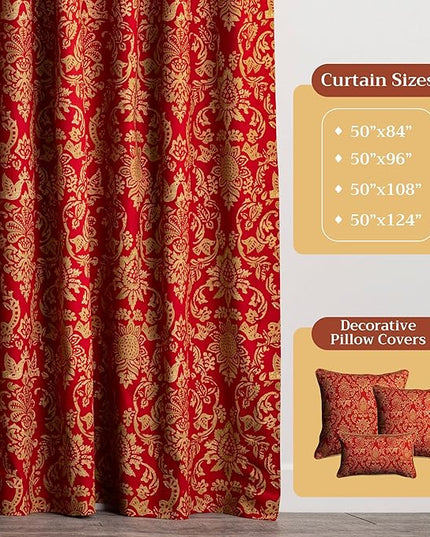 Maison d' Hermine Curtains for Living Room 100% Cotton 124 inch Length One Panel Light Filtering Curtains for Bedroom Windows with Rod and Loop Pockets Drapes (Sofia, 50" W x 124" L)