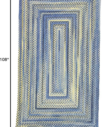 Capel American Heritage Blue Yellow 7' 0" X 9' 0" Concentric Rectangle Braided Rug