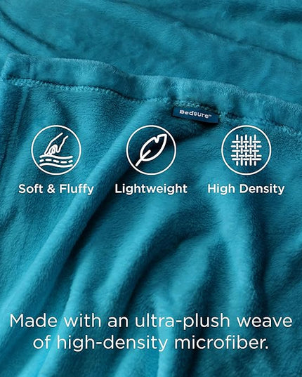 Bedsure Teal Blue Fleece Blanket 50x70 Blanket - 300GSM Soft Lightweight Plush Cozy Blankets for Bed, Sofa, Couch, Travel, Camping
