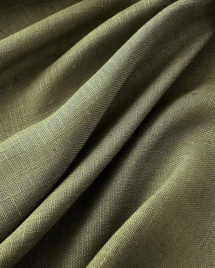 MIULEE Light Olive Green Short Linen Curtains 45 Inch Length 2 Panels for Kitchen Bedroom Bathroom, Soft Linen Textured Natural Window Drapes Semi Sheer Light Filtering Back Tab Burlap Look Decor