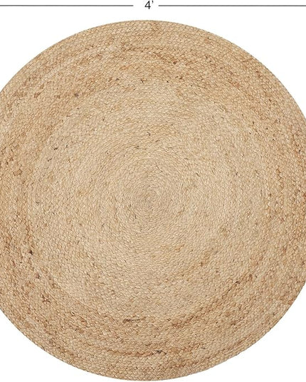 REDEARTH · Round Area Rug - 4 Feet Braided Natural Jute with Non-Skid Backing - Handwoven Boho Rug for Bedroom, Kitchen, Living Room Aesthetic Home Decor - Durable Handmade Rug, Set of 2, Set of 2