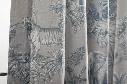 Maison d' Hermine Curtains for Living Room 100% Cotton 84 inch Length One Panel Light Filtering Toile Curtains for Bedroom Windows with Rod and Loop Pockets Drapes (Savana Jouy Blue, 50" W x 84" L)
