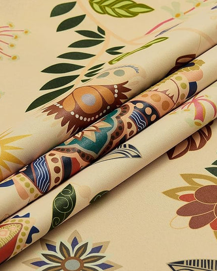 XiDi Beige Vintage Floral Curtains Boho Blackout Curtains Patterned 84 Inches Long 2 Panels for Bedroom Living Room Thermal Insulated Grommet Luxury Colorful Botanical Flower Leaf Printed Drapes 52x84