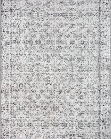 3x5 Washable Area Rug for Entryway, Grey Blue White Soft Distressed Floral Rug with Non-Slip, Low-Pile Vintage Area Rugs for Living Room, Bedroom, Dorm Carpet with Non-Shedding
