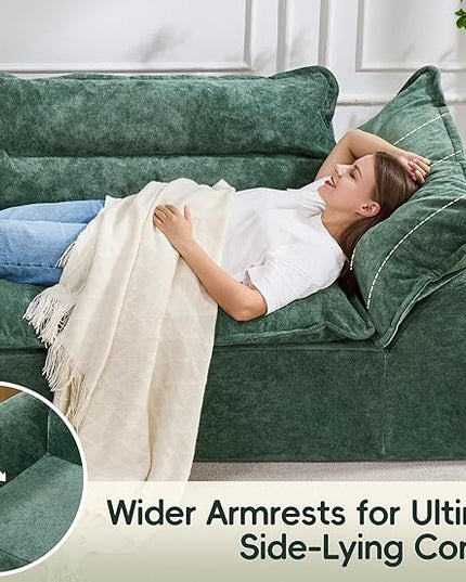 Hobestluk 104" Sectional Sofa Couches 3 Seater Modular Sofa, Boneless Couch, Cloud Couch with Removable Cushion, Modular Sectional Couches for Living Room(Green)