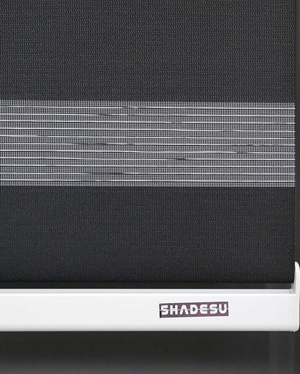 Shadesu Custom Size Zebra Blinds for Windows, 51" W x 72 H, Black, Dual Layer Free-Stop Zebra Shades, Light Control for Day and Night, Sheer Blinds for Indoor Windows, Bedroom, Kitchen