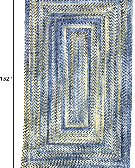 Capel American Heritage Blue Yellow 8' 0" X 11' 0" Concentric Rectangle Braided Rug