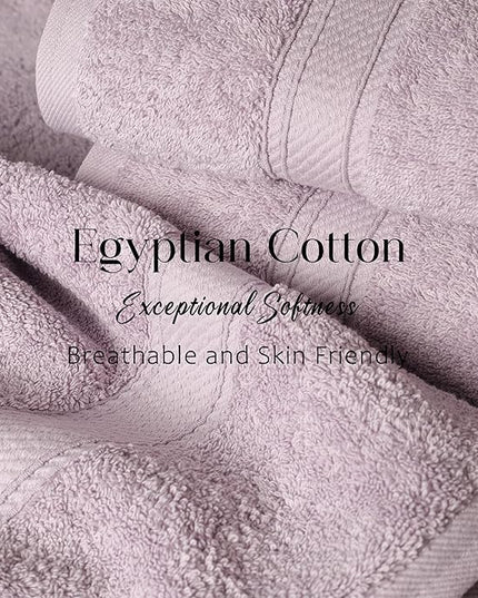 Superior Egyptian Cotton Pile Bath Towel Set of 2, Ultra Soft Luxury Towels, Thick Plush Essentials, Absorbent Heavyweight, Guest Bath, Hotel, Spa, Home Bathroom, Shower Basics, Purple