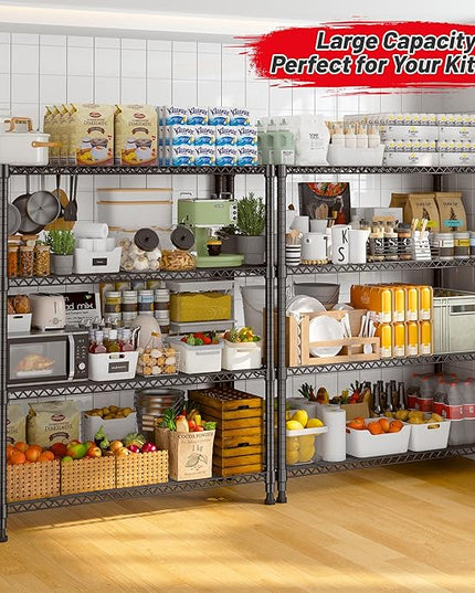 REIBII Wire Shelving Storage Shelves Metal Shelves Heavy Duty Shelving Adjustable Garage Storage Wire Shelf Pantry Shelves for Bedroom Kitchen Rack 35.5''W x 14''D x 59''H
