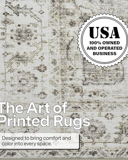 ReaLife Rugs Machine Washable Area Rug Runner - Living Room Bedroom Bathroom Kitchen Entryway Office - Padded Low Pile Stain Resistant Premium - Boho Farmhouse Vintage - Joy - Beige Ivory 2'6" x 10'