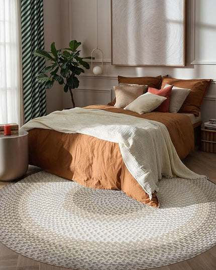 Tranquility TQ62 Frost 8' x 8' Round - Braided Area Rug, Home Decor, Floor Mat or Bedroom Rug - Easy Care, Ideal for High Traffic Areas in Hallway and Living Room - Made in USA