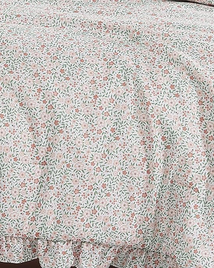 Full Comforter Set - 7 Pieces Ruffle Pink Ditzy Bedding Sets, Shabby Chic Farmhouse Bed in a Bag Full with Floral Comforter, Sheets, Pillowcases & Shams