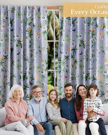 Maison d'Hermine Curtains for Living Room 100% Cotton inch Length Two Panels Light Filtering Curtains for Bedroom Windows with Rod and Loop Pockets Drapes (Passiflora, 50" W x 96" L)