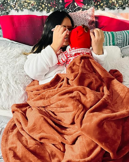 Bedsure GentleSoft Twin XL Fleece Blanket Dorm Bedding - Lightweight Soft Cozy Blankets for Bed, Sofa, Couch, Travel, Camping, Burnt Orange, 66"x90"