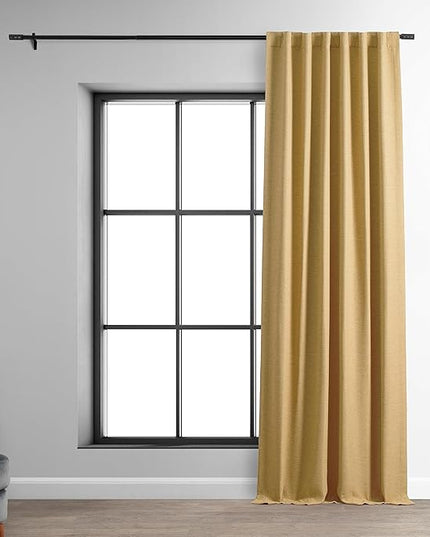 HPD Half Price Drapes Bellino Room Darkening Curtains 96 Inches Long Curtains for Bedroom & Living Room (1 Panel), 50W x 96L, Trinket Gold
