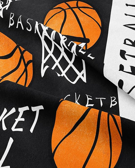 NINENINE Black Basketball Bedding Set for Boys Kids Teens Full Size Sports Comforter Basketball and Hoop Bedding Soft Microfiber Quilt Bed Set with 1 Comforter 2Pillowcases