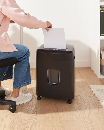Amazon Basics Paper Shredder for Home and Office, New Model 15-Sheet Cross Cut, CD/Credit Card Shredder, 6 Gallon Wastebasket, Black