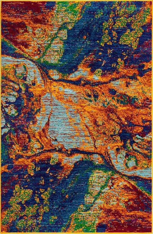 Rugs.com Calypso Collection Rug – 4' x 6' Multi Medium Rug Perfect for Entryways, Kitchens, Breakfast Nooks, Accent Pieces