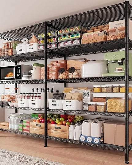 72.4''H Storage Shelves Metal Shelving Unit Load 1500LBS,5 Tier Wire Shelving Pantry Shelves Kitchen Shelves Adjustable Wire Shelf for Commercial Garage Shelving Heavy Duty, 61.7" W*72.4" H*15.8" D