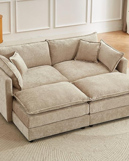 Modular Sectional Sofa, 77 Inch U Shaped Couch Set with Armrests, 2-Seater Comfy Cloud Couches for Living Room Apartment, Coffee