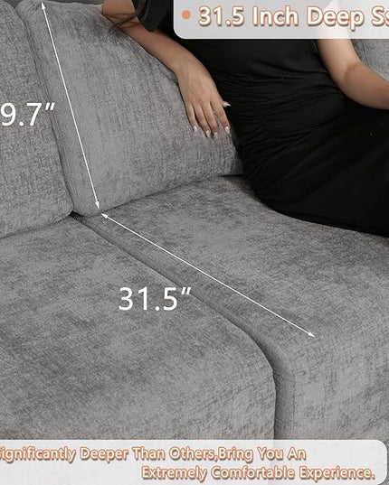EASE MOOSE Boneless Modular Cloud Couch, Oversized U-Shaped Sectional Sofa for Living Room with Ottoman, Extra Large Movable Couches, 6-Deep-Seat Sofas for Bedroom, Apartment, Chenille (Light Grey)