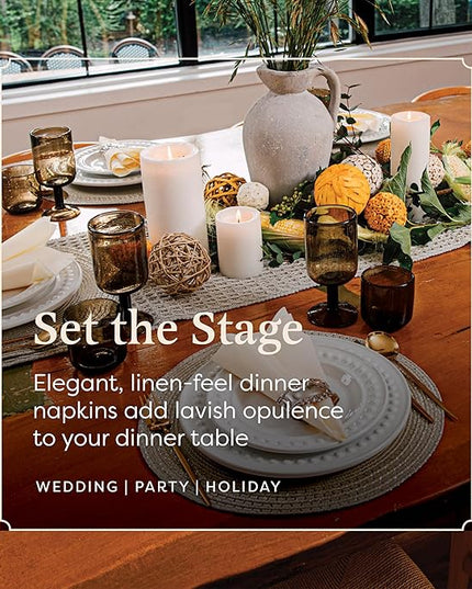 Linen-Feel European-White Paper Napkins - Decortive Cloth-Like Disposable Dinner Napkins - Soft And Absorbent. For Kitchen, Party, Wedding, Bathroom Or Any Occasion. (Pack of 1000)