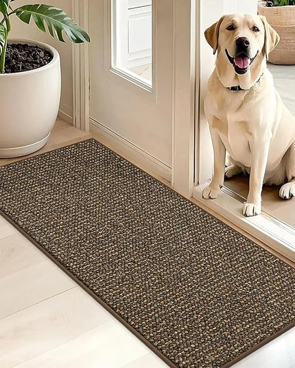BEQHAUSE Dirt Trapper Door Mat 20" x 48", Non-Slip Washable Doormats Entrance Mat, Dirt Resistant and Absorbent Welcome Mat, Low Profile Floor Mats for Front Back Door and Entryway, Brown