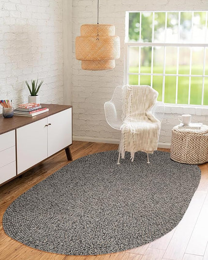 Seasons SE85 Fall Charcoal 2' x 3' Oval - Braided Area Rug, Home Decor, Floor Mat or Bedroom Rug - Easy Care, Ideal for High Traffic Areas in Hallway and Living Room - Made in USA