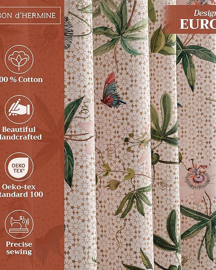 Maison d'Hermine Curtains for Living Room 100% Cotton inch Length Two Panels Light Filtering Curtains for Bedroom Windows with Rod and Loop Pockets Drapes (Passiflora - Grenadille, 50" W x 84" L)